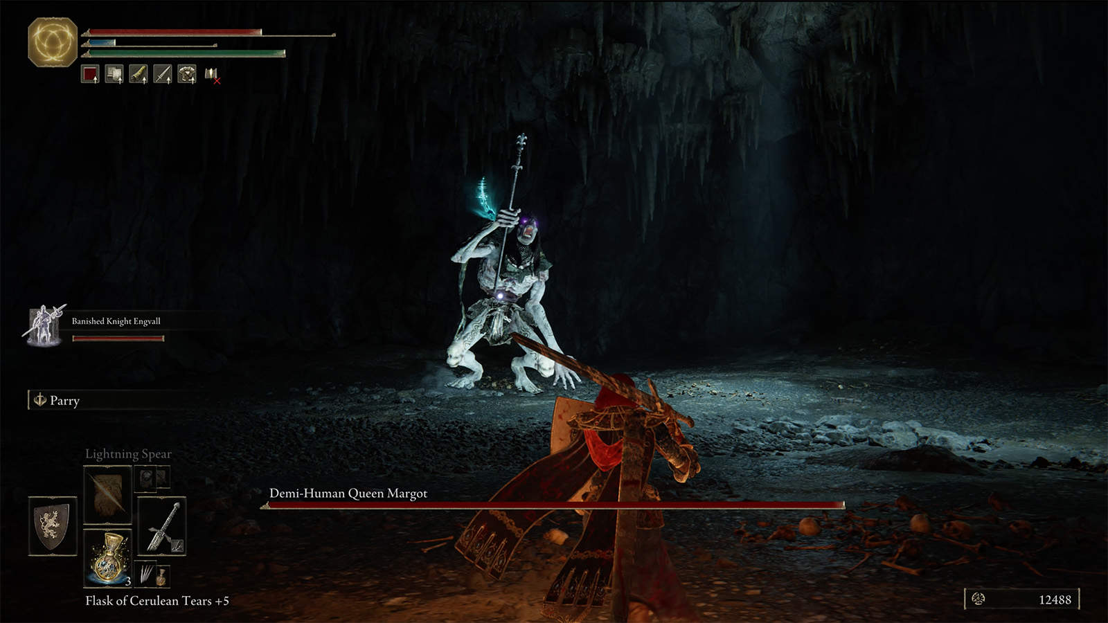 A screenshot of the Demi-Human Queen Margot boss fight